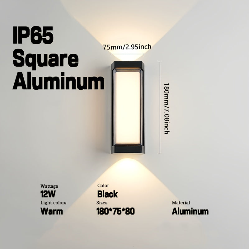 Modern Minimalist Outdoor LED Wall Sconce with Aluminum Waterproof IP65 Shell, Semi-Flush Mount for Garden, Patio, Porch, Balcony - Sleek Black Design, Easy Installation, Outdoor Wall Lights, Patio Illumination, Contemporary