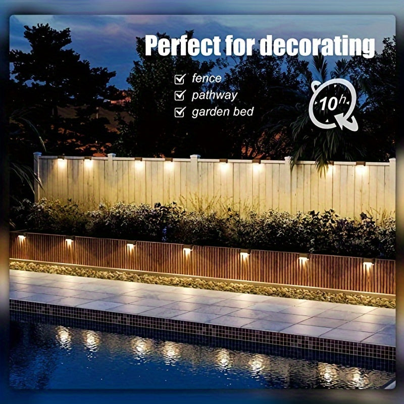 HOTU 7pcs Waterproof Solar Lights for Outdoor Stairs, Fences, Gardens, Balconies, Yards, Patios, And Pathways - Warm White LED Illumination, Suitable for Commercial Lighting And Emergency Use.