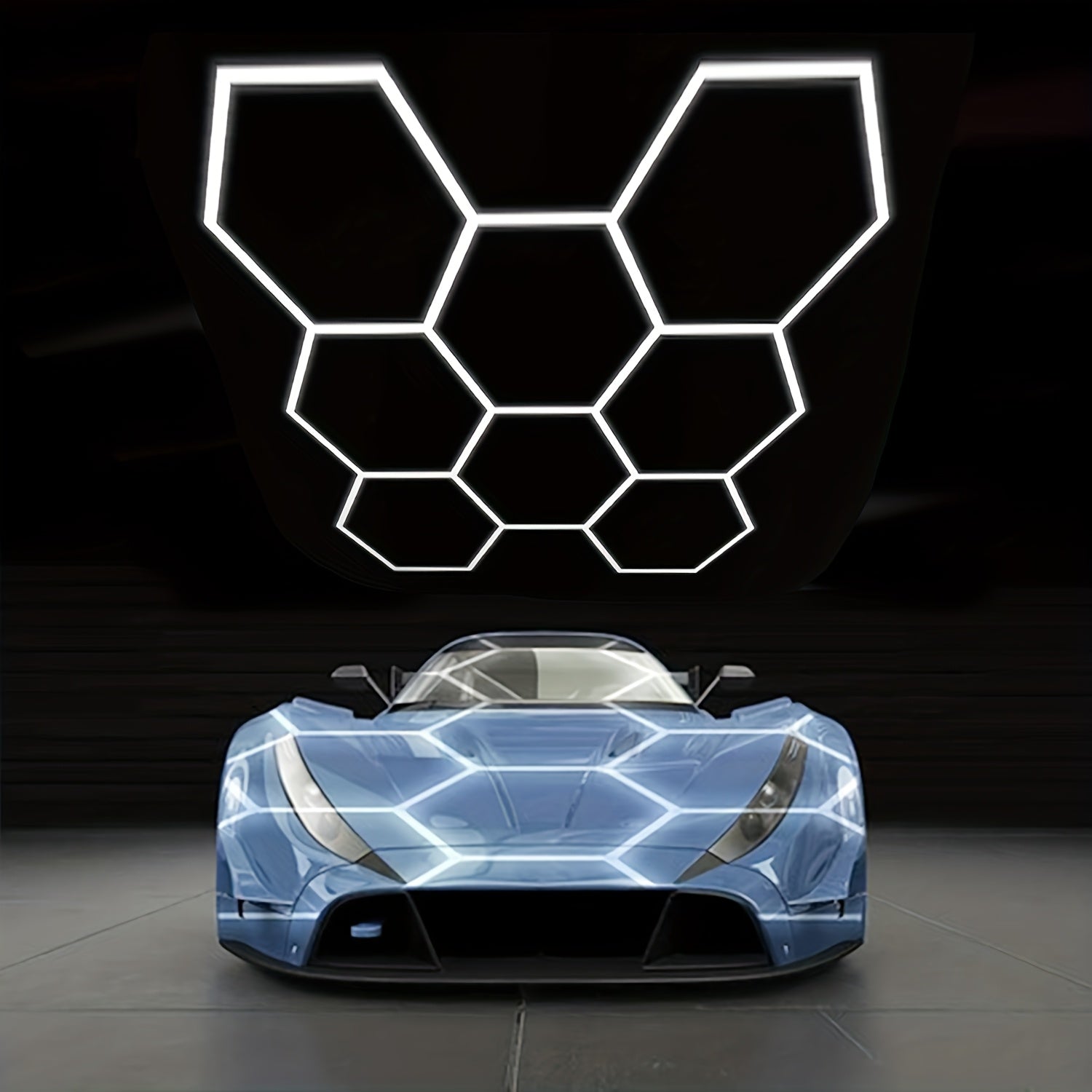 5/8 Pack Hexagonal LED Ceiling Lights - 280W 33600LM Extremely Bright Cool White 6500K, Contemporary & Energy-Saving Outdoor Illumination for Garage, Workshop, Studio, Automotive Detailing Shop - Lifespan Rating, Easy Install