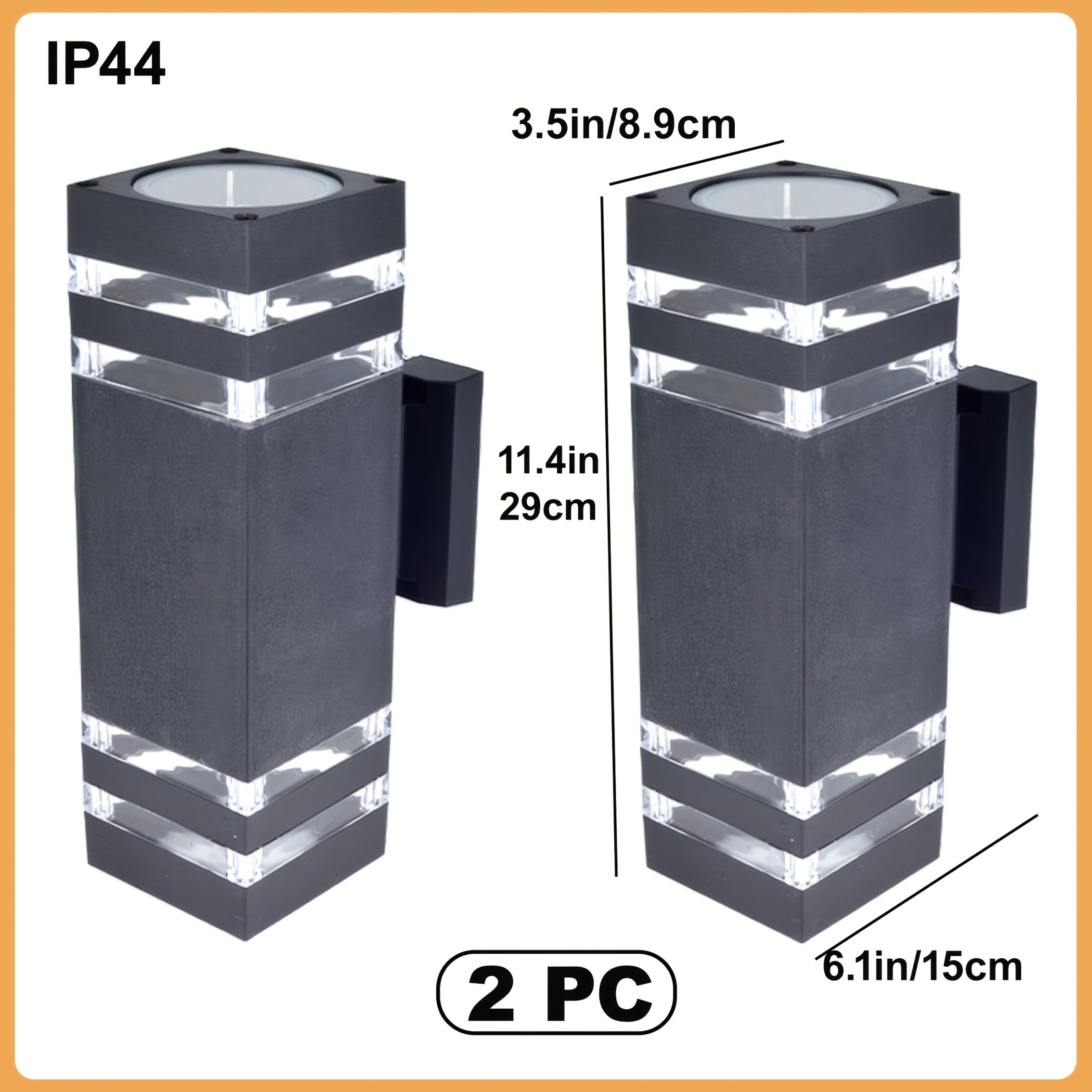 Outdoor E27 Wall Light, IP44 Single/Double Head Square Wall Sconce with Up/Down Lighting, Suitable for Garden Wall Lighting, Home Decor, Villa Porch Wall Lamp (Bulb Not Included)