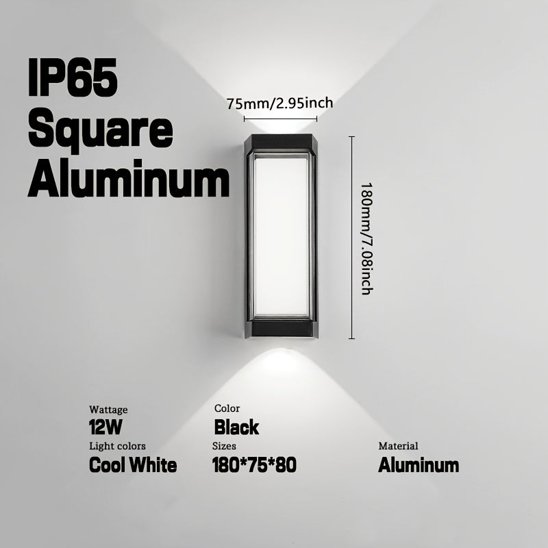 Modern Minimalist Outdoor LED Wall Sconce with Aluminum Waterproof IP65 Shell, Semi-Flush Mount for Garden, Patio, Porch, Balcony - Sleek Black Design, Easy Installation, Outdoor Wall Lights, Patio Illumination, Contemporary