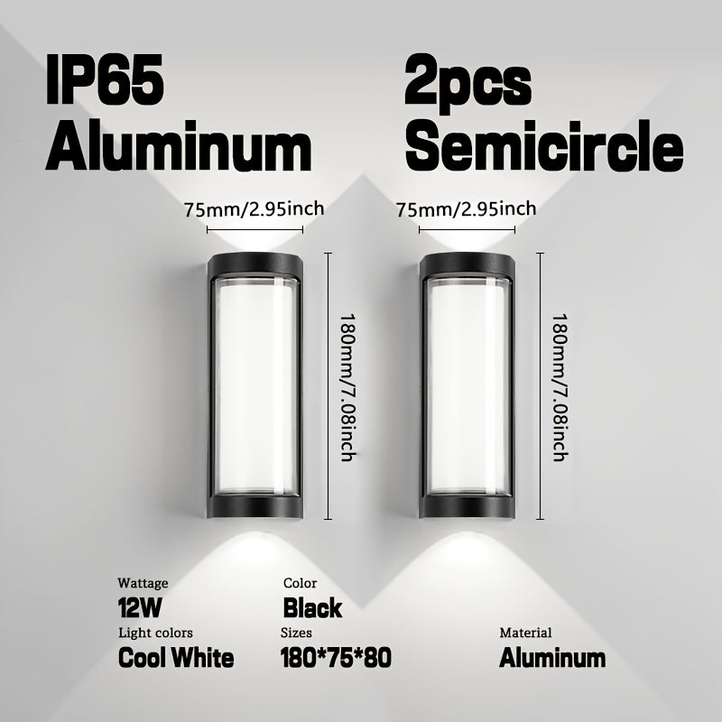 Modern Minimalist Outdoor LED Wall Sconce with Aluminum Waterproof IP65 Shell, Semi-Flush Mount for Garden, Patio, Porch, Balcony - Sleek Black Design, Easy Installation, Outdoor Wall Lights, Patio Illumination, Contemporary