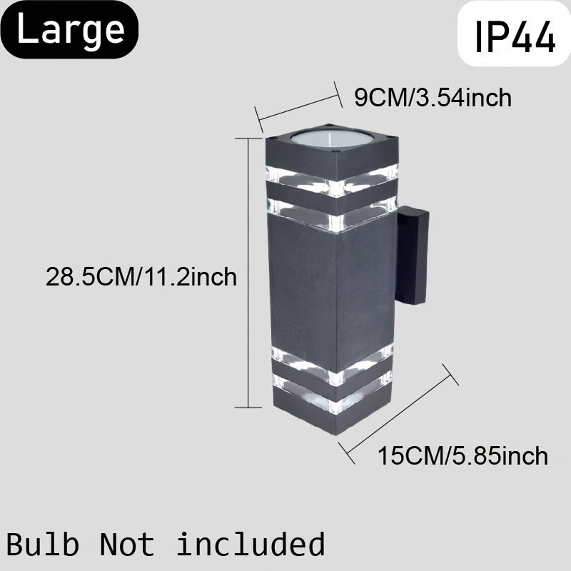 Outdoor E27 Wall Light, IP44 Single/Double Head Square Wall Sconce with Up/Down Lighting, Suitable for Garden Wall Lighting, Home Decor, Villa Porch Wall Lamp (Bulb Not Included)
