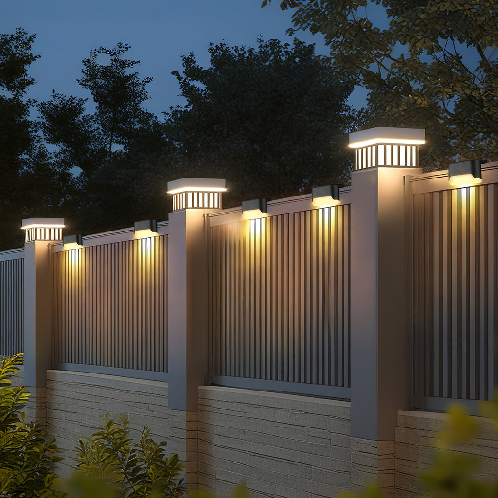 HOTU 7pcs Waterproof Solar Lights for Outdoor Stairs, Fences, Gardens, Balconies, Yards, Patios, And Pathways - Warm White LED Illumination, Suitable for Commercial Lighting And Emergency Use.