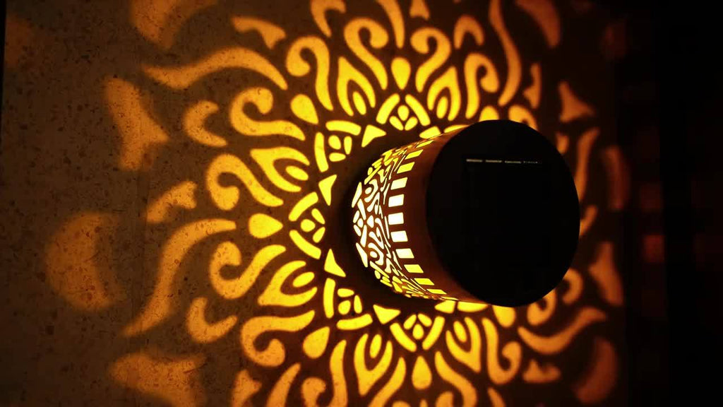 2-Pack Solar-Powered Outdoor Wall Lights with Hollow Design - LED Solar Lights for Garden, Patio, and Step Lighting, Battery-Free, Easy Installation, Perfect For Christmas And Halloween Decorations, Garden Lighting | Modern O