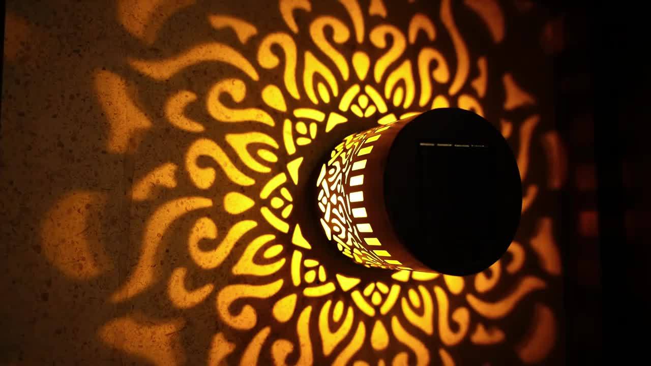 2-Pack Solar-Powered Outdoor Wall Lights with Hollow Design - LED Solar Lights for Garden, Patio, and Step Lighting, Battery-Free, Easy Installation, Perfect For Christmas And Halloween Decorations, Garden Lighting | Modern O