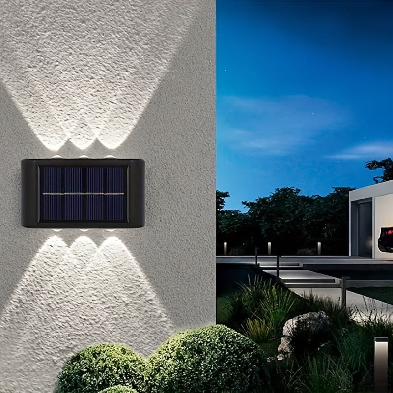 4 Packs, 6 LED Solar Up And Down Light Wall Lights, Outdoor Lighting, Outdoor Wall Decoration Lights, Household LED Landscape Lights, Suitable for Outdoor, Courtyard, Villa, Fence, Terrace, Garden