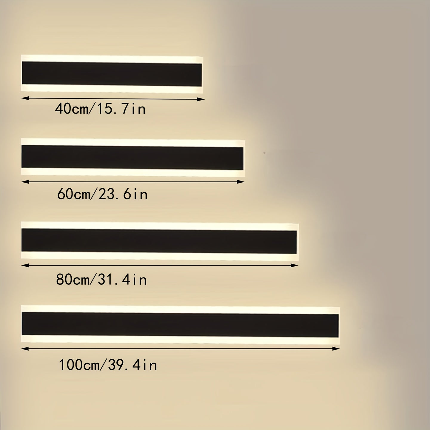 One Piece of Contemporary LED Black Square Wall Light, Ideal for Both Outdoor And Indoor Use, Available in Warm White with Lengths of 40/60/80/100Cm, Designed for Semi-Recessed Installation, Perfect for Living Rooms, Porches,