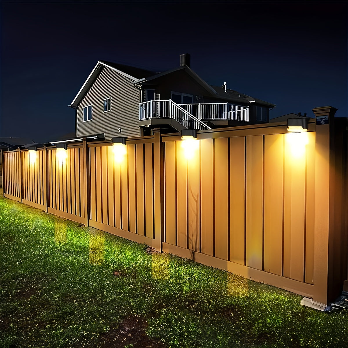 HOTU 7pcs Waterproof Solar Lights for Outdoor Stairs, Fences, Gardens, Balconies, Yards, Patios, And Pathways - Warm White LED Illumination, Suitable for Commercial Lighting And Emergency Use.