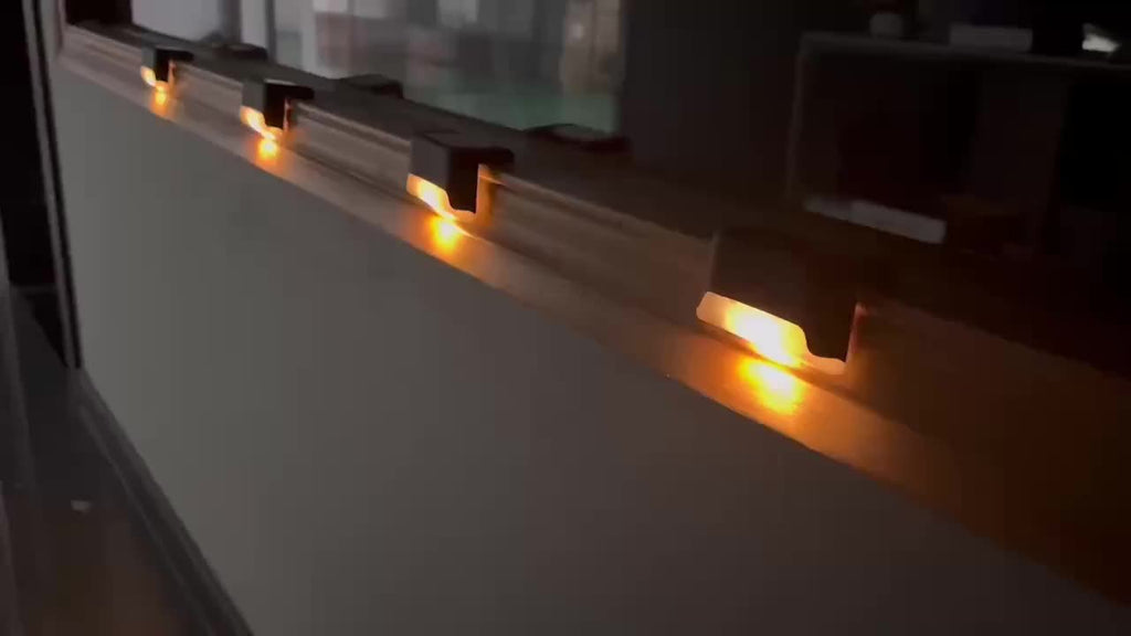 HOTU 7pcs Waterproof Solar Lights for Outdoor Stairs, Fences, Gardens, Balconies, Yards, Patios, And Pathways - Warm White LED Illumination, Suitable for Commercial Lighting And Emergency Use.