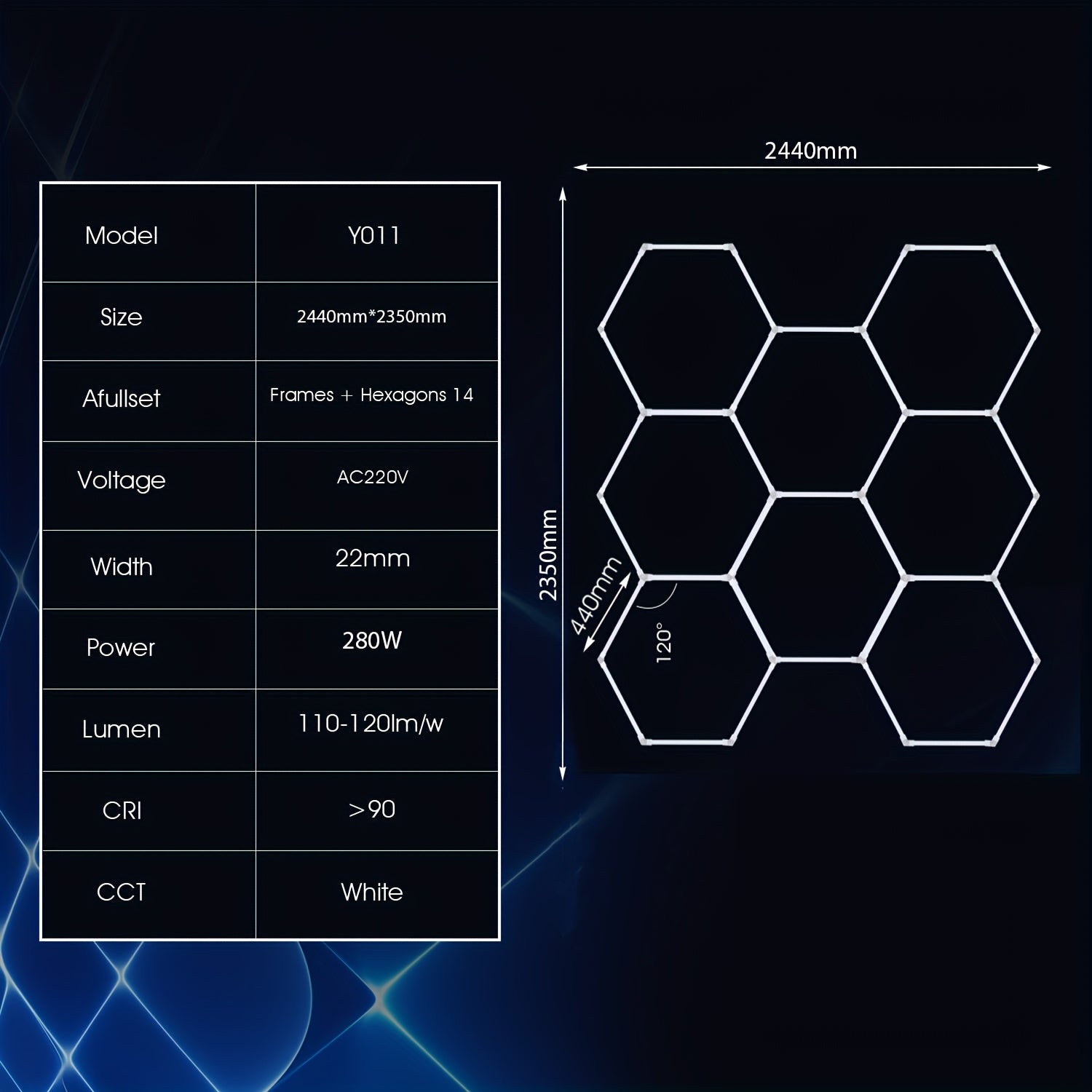 5/8 Pack Hexagonal LED Ceiling Lights - 280W 33600LM Extremely Bright Cool White 6500K, Contemporary & Energy-Saving Outdoor Illumination for Garage, Workshop, Studio, Automotive Detailing Shop - Lifespan Rating, Easy Install