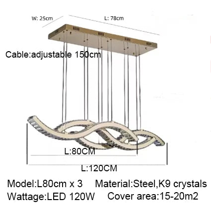 Wave Crystal Hang Chandelier