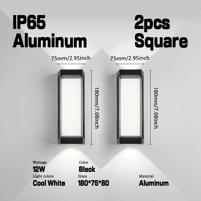 Modern Minimalist Outdoor LED Wall Sconce with Aluminum Waterproof IP65 Shell, Semi-Flush Mount for Garden, Patio, Porch, Balcony - Sleek Black Design, Easy Installation, Outdoor Wall Lights, Patio Illumination, Contemporary