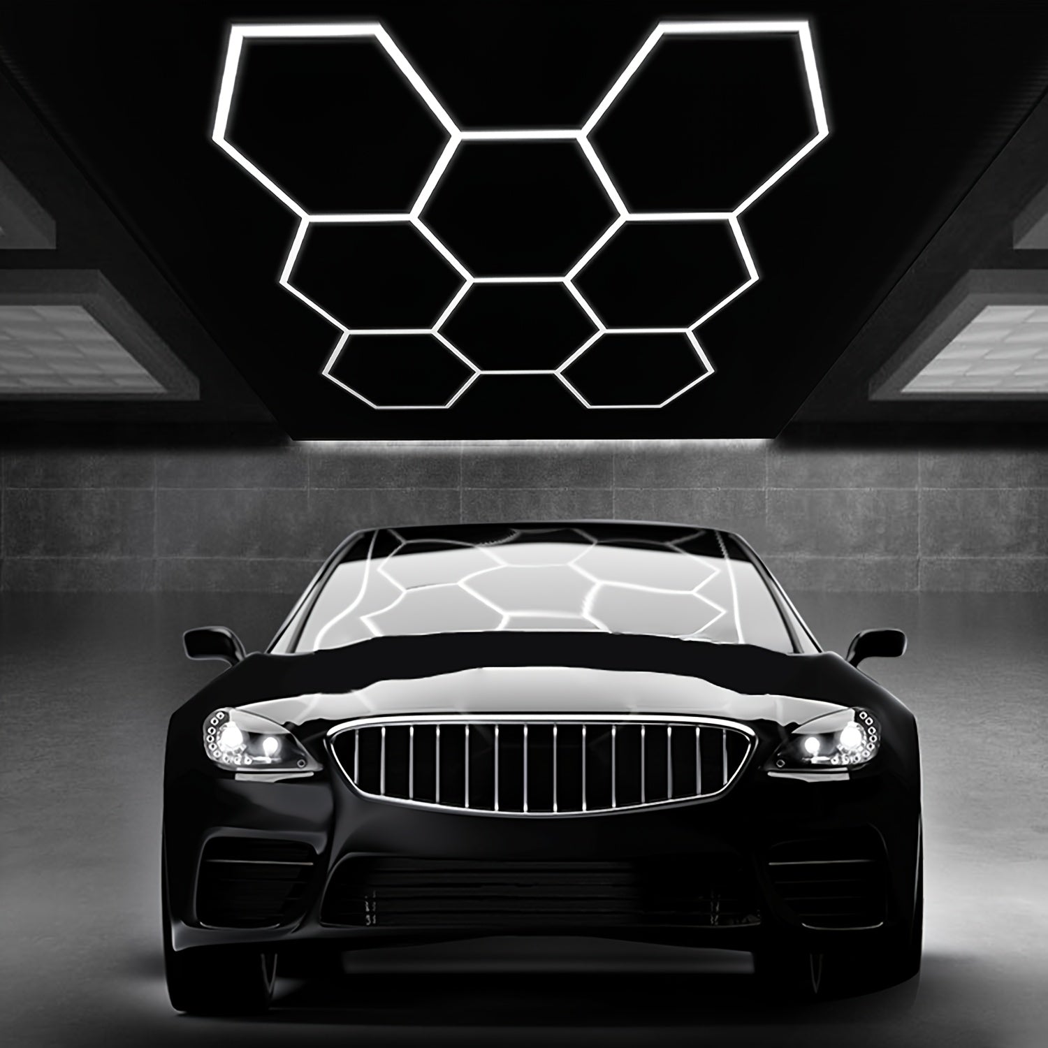 5/8 Pack Hexagonal LED Ceiling Lights - 280W 33600LM Extremely Bright Cool White 6500K, Contemporary & Energy-Saving Outdoor Illumination for Garage, Workshop, Studio, Automotive Detailing Shop - Lifespan Rating, Easy Install