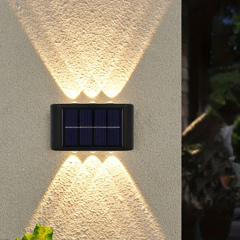 4 Packs, 6 LED Solar Up And Down Light Wall Lights, Outdoor Lighting, Outdoor Wall Decoration Lights, Household LED Landscape Lights, Suitable for Outdoor, Courtyard, Villa, Fence, Terrace, Garden