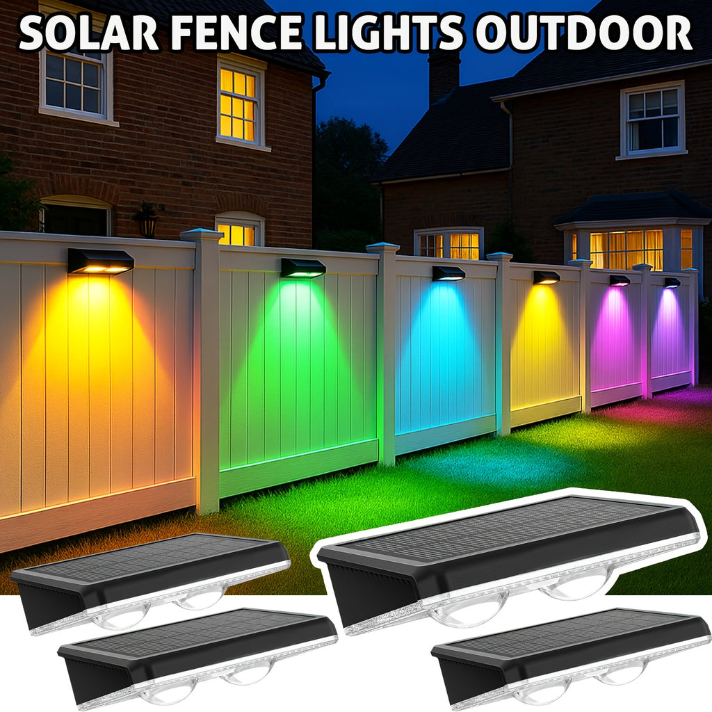 4/ 2Pack Outdoor Solar Lights, 9 Lighting Modes, Solar Wall Lights, Solar Fence Lights for Garden Patio Deck Steps Fences and Walls