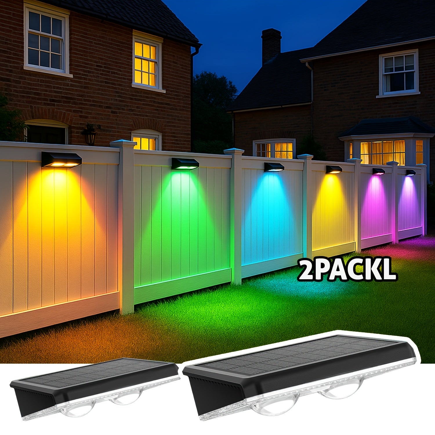 4/ 2Pack Outdoor Solar Lights, 9 Lighting Modes, Solar Wall Lights, Solar Fence Lights for Garden Patio Deck Steps Fences and Walls