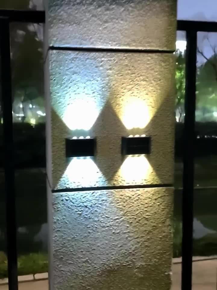 4 Packs, 6 LED Solar Up And Down Light Wall Lights, Outdoor Lighting, Outdoor Wall Decoration Lights, Household LED Landscape Lights, Suitable for Outdoor, Courtyard, Villa, Fence, Terrace, Garden
