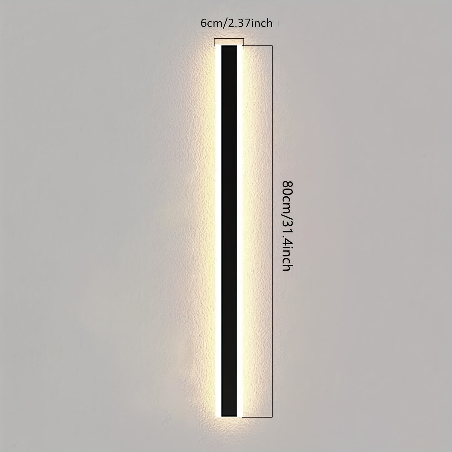 One Piece of Contemporary LED Black Square Wall Light, Ideal for Both Outdoor And Indoor Use, Available in Warm White with Lengths of 40/60/80/100Cm, Designed for Semi-Recessed Installation, Perfect for Living Rooms, Porches,