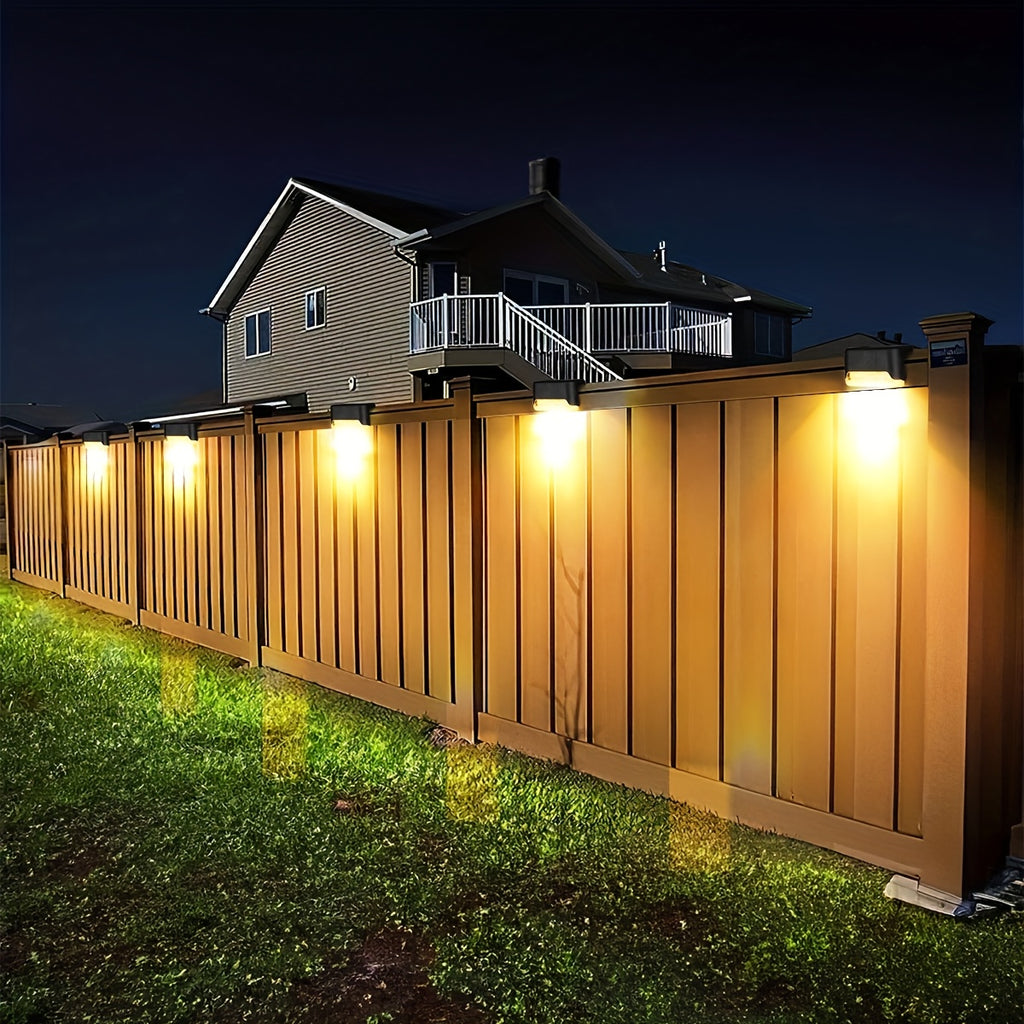 HOTU 7pcs Waterproof Solar Lights for Outdoor Stairs, Fences, Gardens, Balconies, Yards, Patios, And Pathways - Warm White LED Illumination, Suitable for Commercial Lighting And Emergency Use.