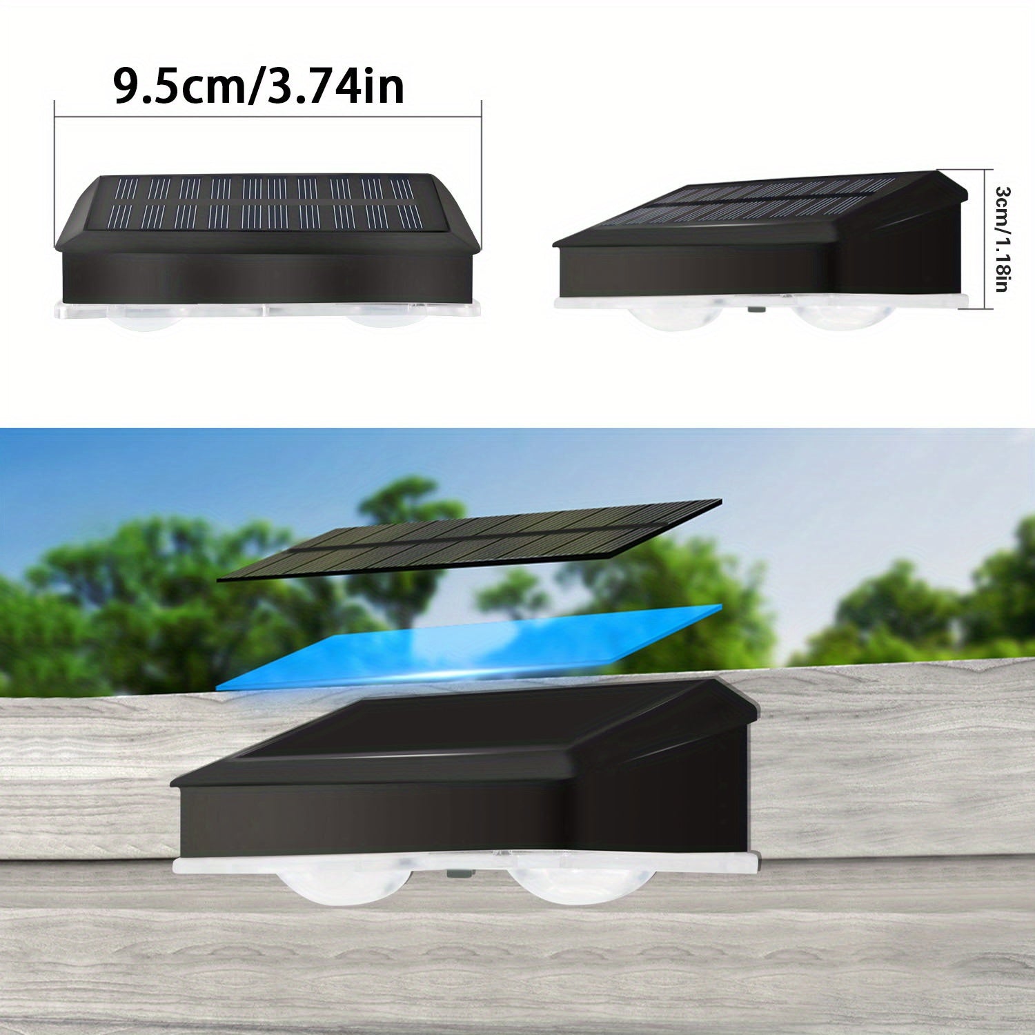 4/ 2Pack Outdoor Solar Lights, 9 Lighting Modes, Solar Wall Lights, Solar Fence Lights for Garden Patio Deck Steps Fences and Walls