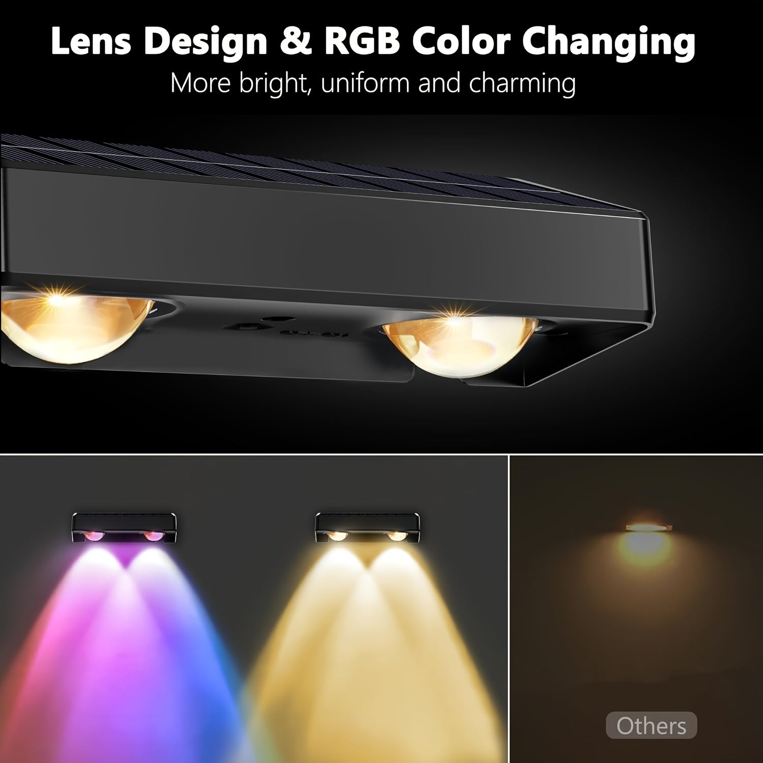 4/ 2Pack Outdoor Solar Lights, 9 Lighting Modes, Solar Wall Lights, Solar Fence Lights for Garden Patio Deck Steps Fences and Walls